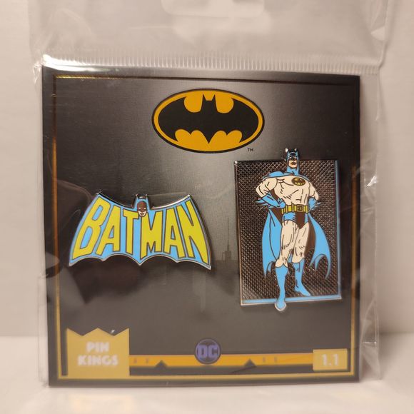 Comicbook Batman & Bat Symbol Enamel Pins Set Official DC Collectible Brooches - Picture 1 of 2